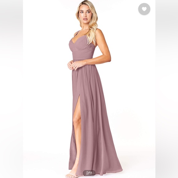 AZAZIE CHANEL Dress Dusty Rose Chiffon Floor Length Gown Prom Bridesmaid - Picture 2 of 10